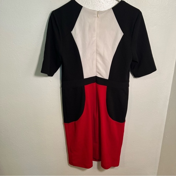 R&K Colorblock Dress Black White Red Textured 10 - Picture 5 of 10